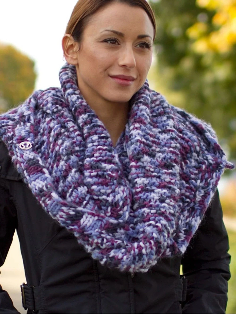 Lululemon Hickey Hider Scarf & Gloves - Black Purple Space Dye - NWT